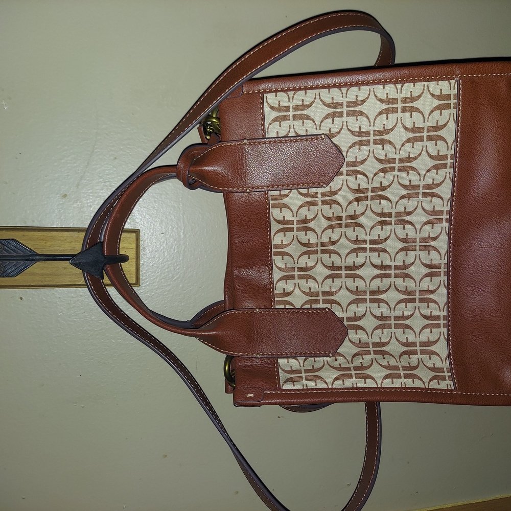 Fossil Brown and Cream Tote Bag